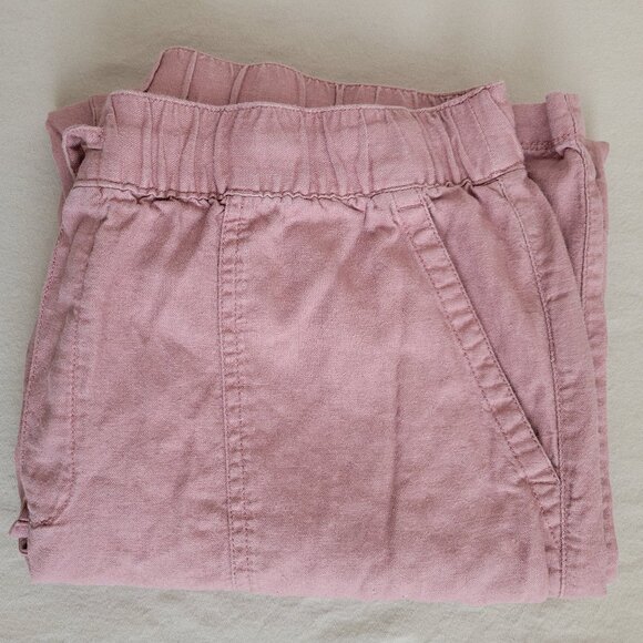 GAP Women's Drawstring Elastic Waist Linen Pull On Pant - Blush Pink - L - Picture 3 of 6